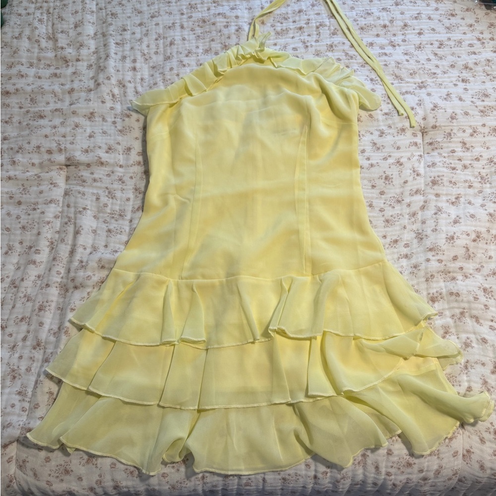 Hello Molly Yellow Mini Halter Dress